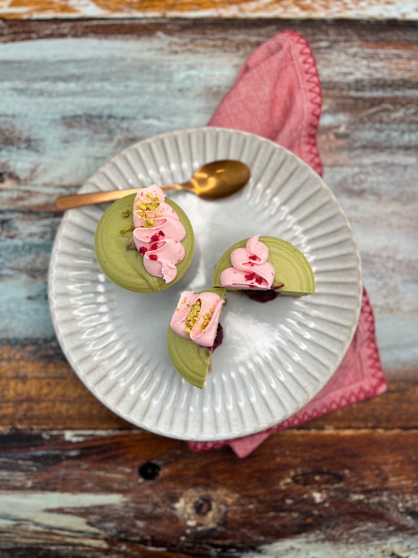 Gluten-Free Vegan Matcha Raspberry Silk Cake - Box of 12