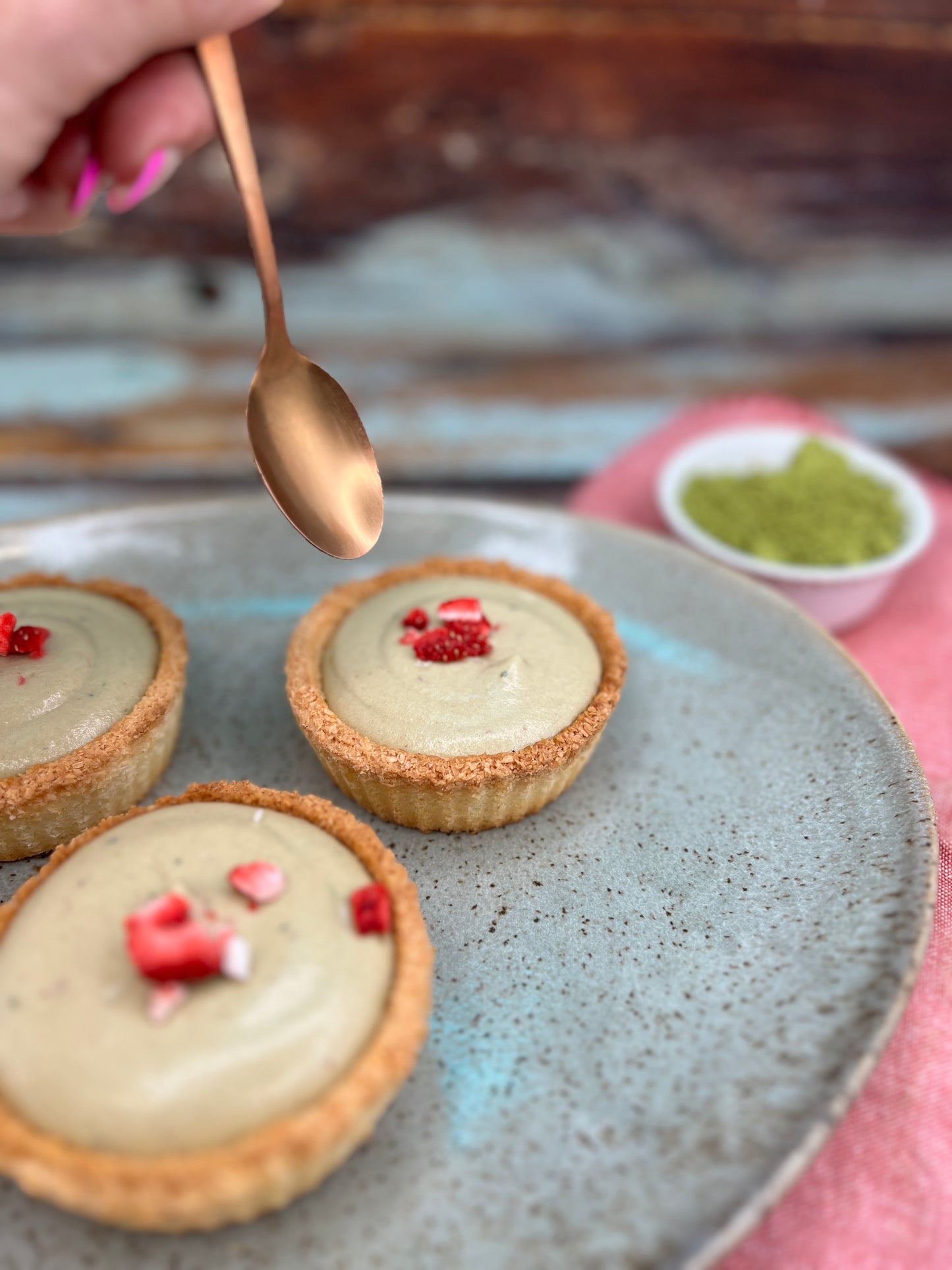 Gluten-Free Matcha Strawberry Tarts- Box of 12