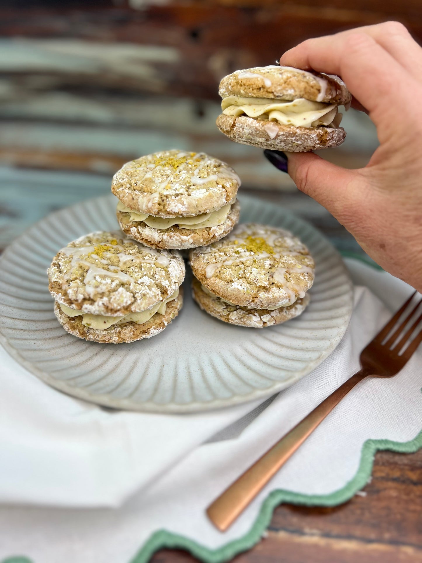 Gluten-Free Vegan Pistachio Cream Cookies- Box of 12