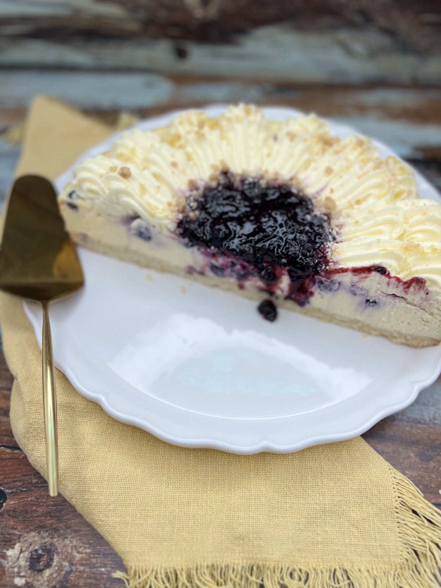 Gluten-Free Baked Lemon Blueberry Cheesecake